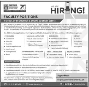 IBA Karachi faculty positions 2026