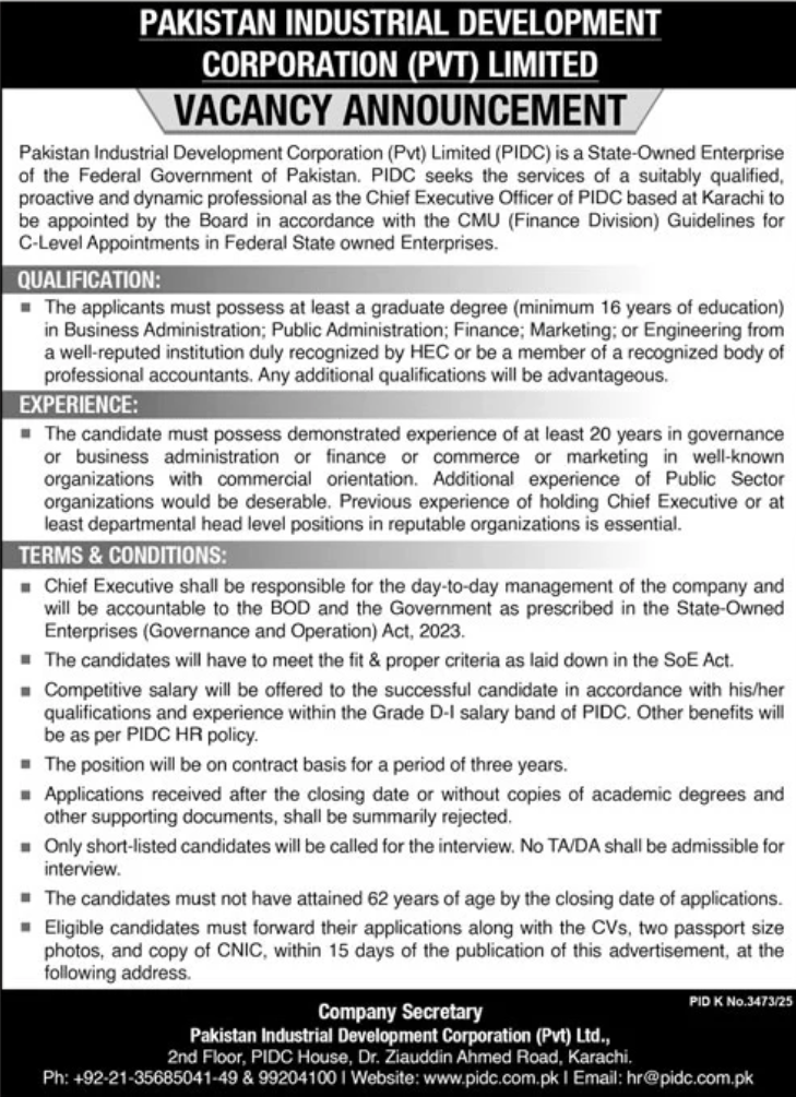 PIDC CEO Jobs | PIDC Chief Executive Officer Jobs