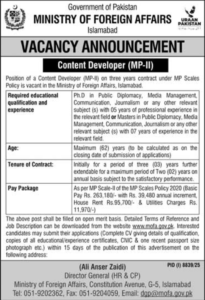 Ministry of Foreign Affairs jobs | mofa jobs