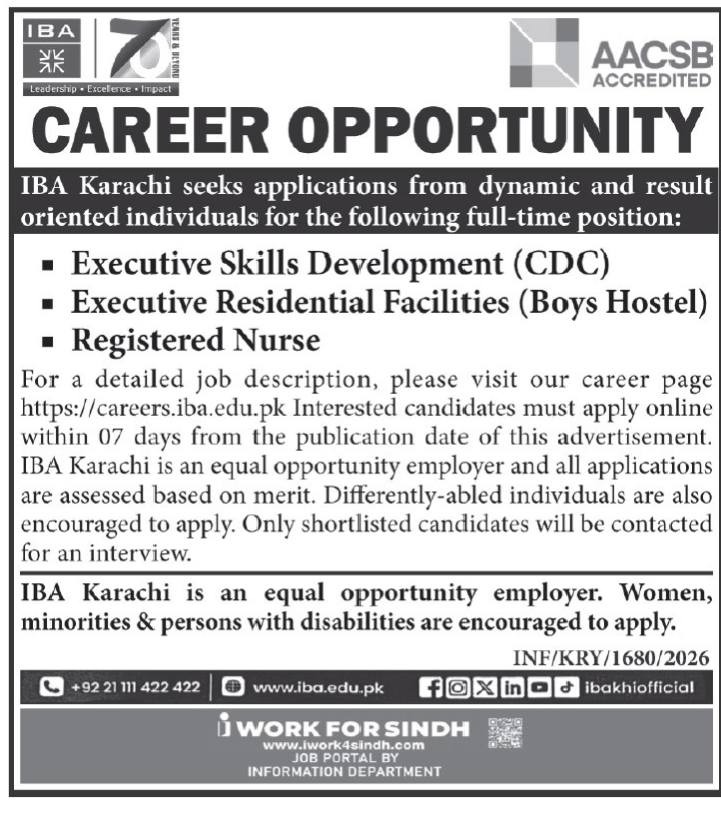 IBA Karachi Jobs 2026 Advertisement Apply Online