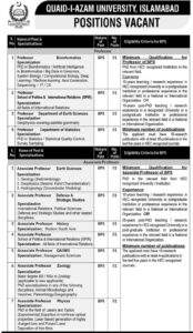 Quaid-i-Azam University Jobs 2026