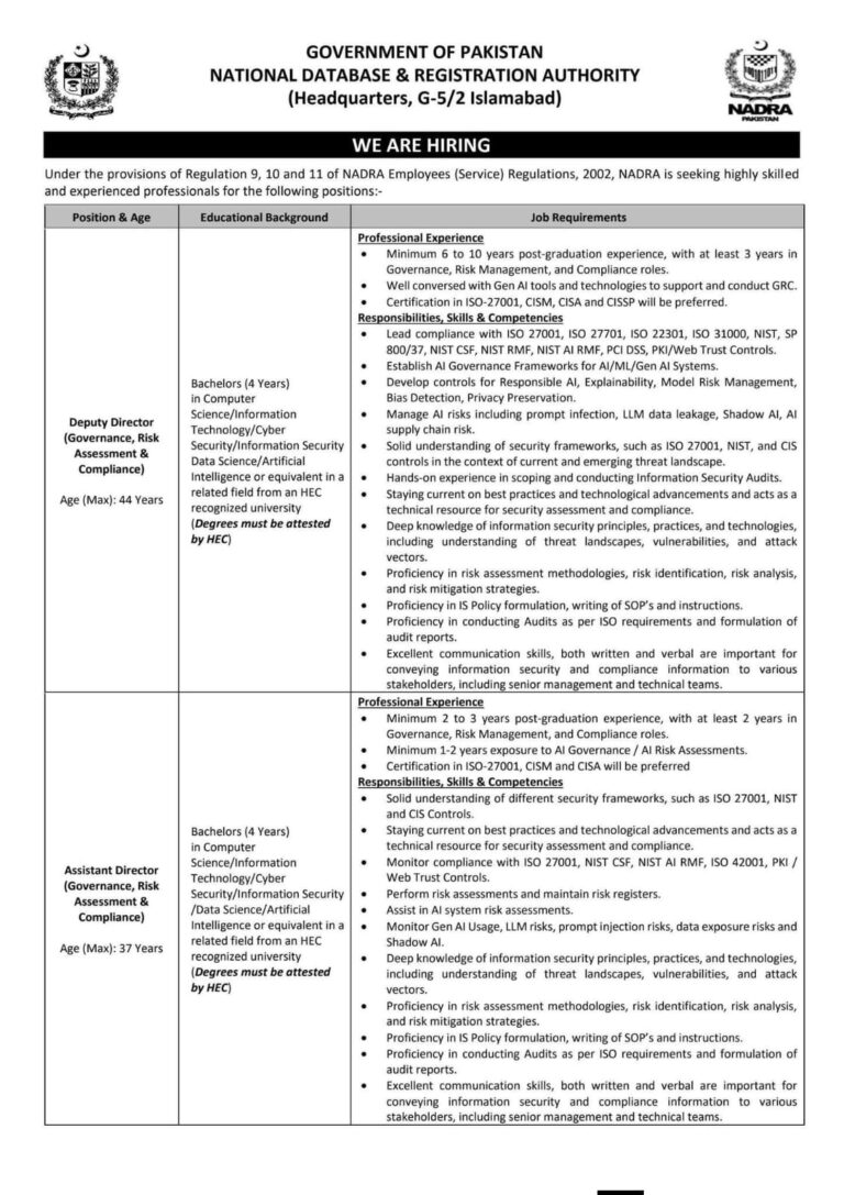 NADRA Jobs 2026