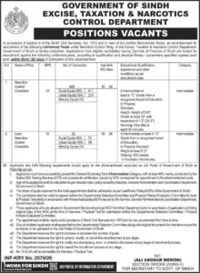 Sindh Narcotics Control Constable jobs