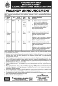 Sindh Energy Department jobs 2026