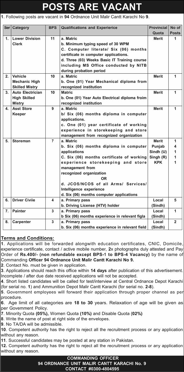 Pak army jobs in malir cantt 2026 | pak army jobs in karachi