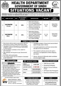 Sindh EPI Vaccinator Jobs 2026 | Vaccinator Jobs in Sindh